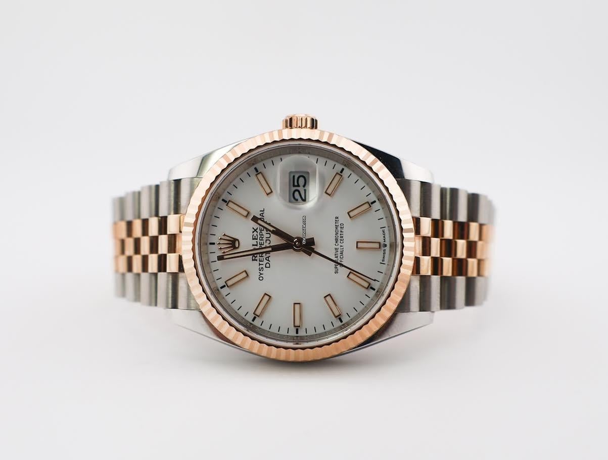 Rolex | Datejust | 126231 | Rose gold | 36 x 44 mm | Gold/Steel | White | Automatic