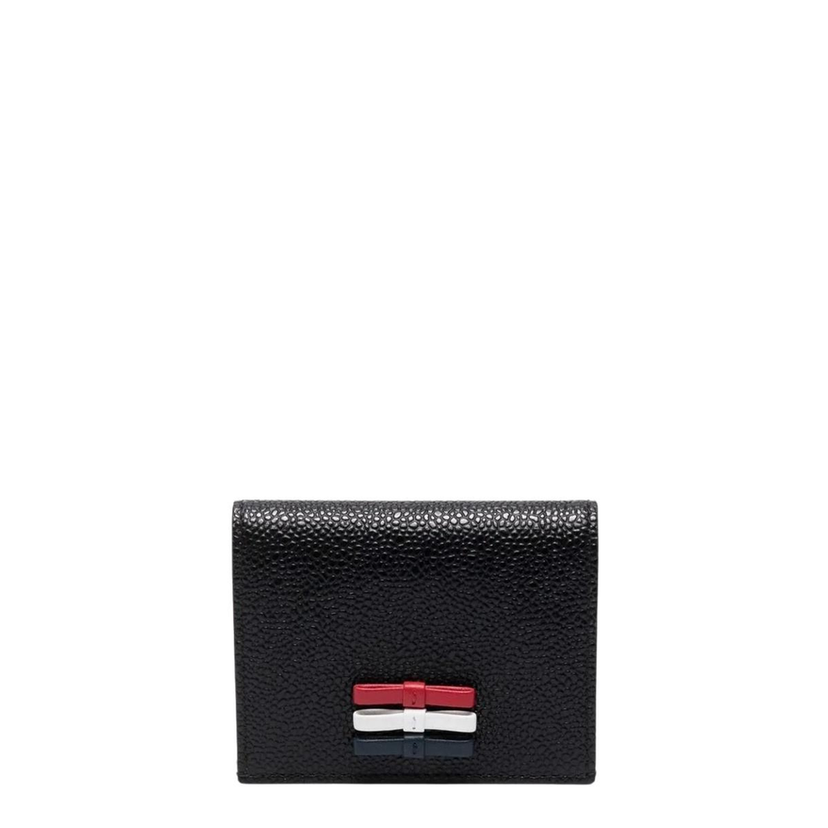 3-Bow Double Card Holder in Pebble Grain Leather