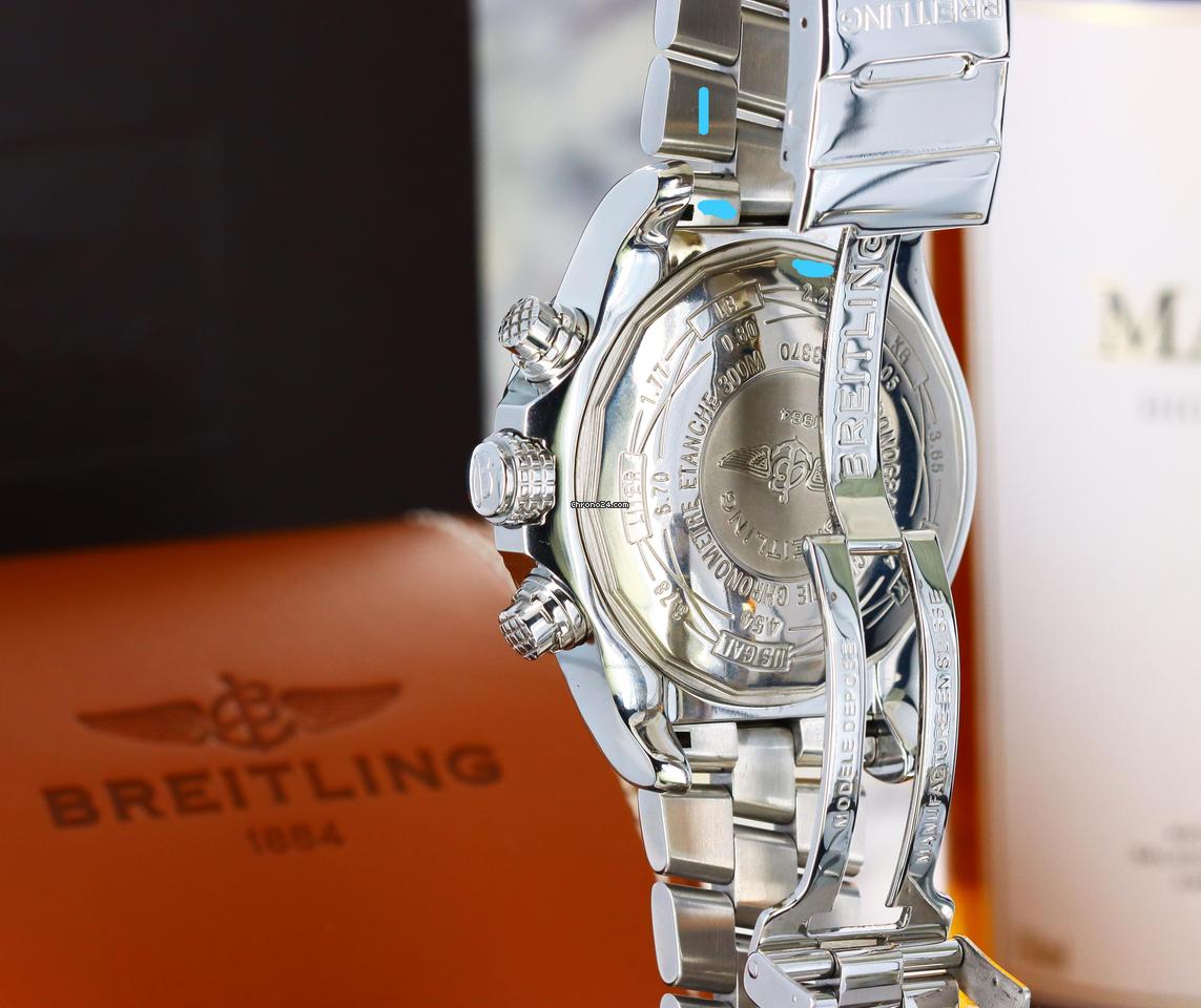 Breitling Super Avenger Chronograph 48mm Black Dial with Silver Sub-Dials - SS