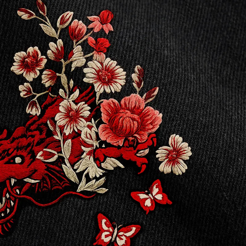 Myugen Hanae Embroidered Denim — Black (Limited Edition)