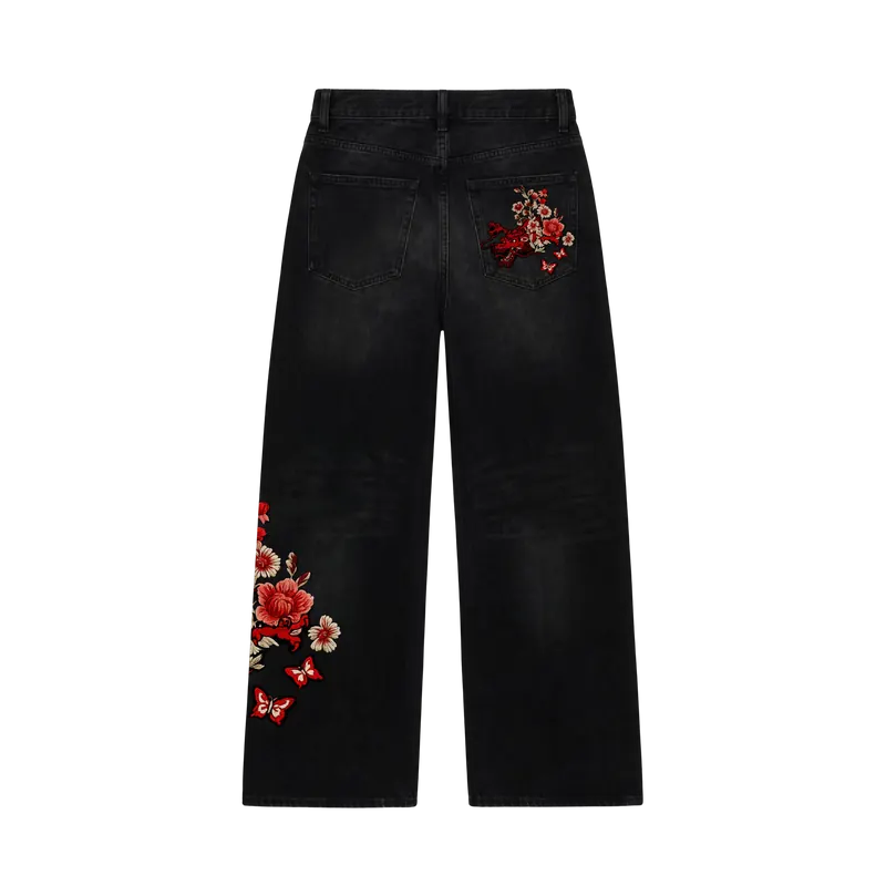 Myugen Hanae Embroidered Denim — Black (Limited Edition)
