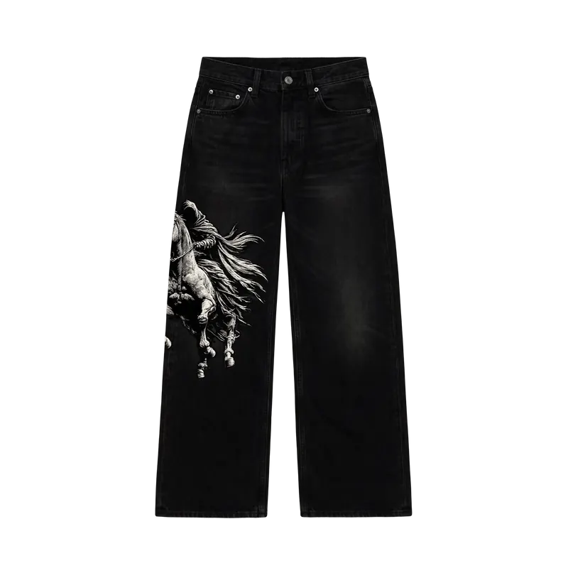 Myugen Runline Embroidered Denim — Black (Limited Edition)