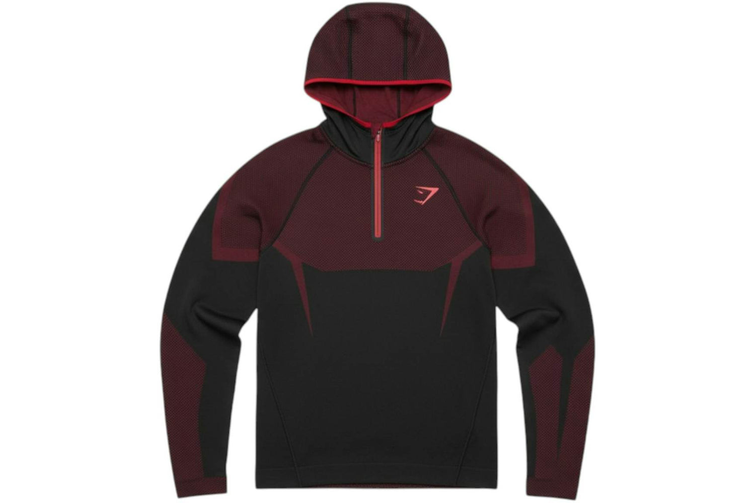 Gymshark Onyx 5.0 Seamless Hoodie Black/Carmine Red