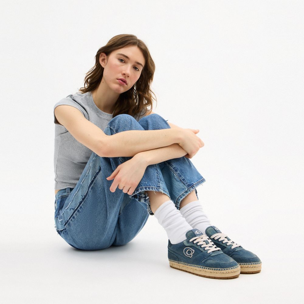 Soho Espadrille Sneaker In Loved Denim