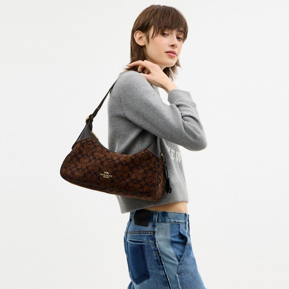 Ella Small Shoulder Bag In Signature Chenille