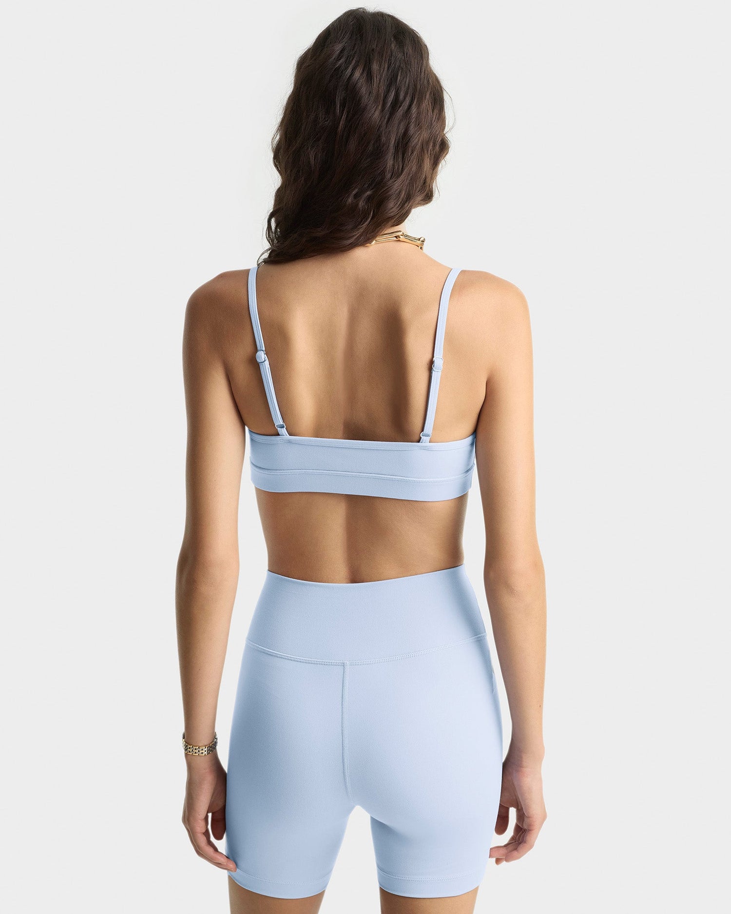 Signature Logo Mini Sports Bra - Faded Blue/White