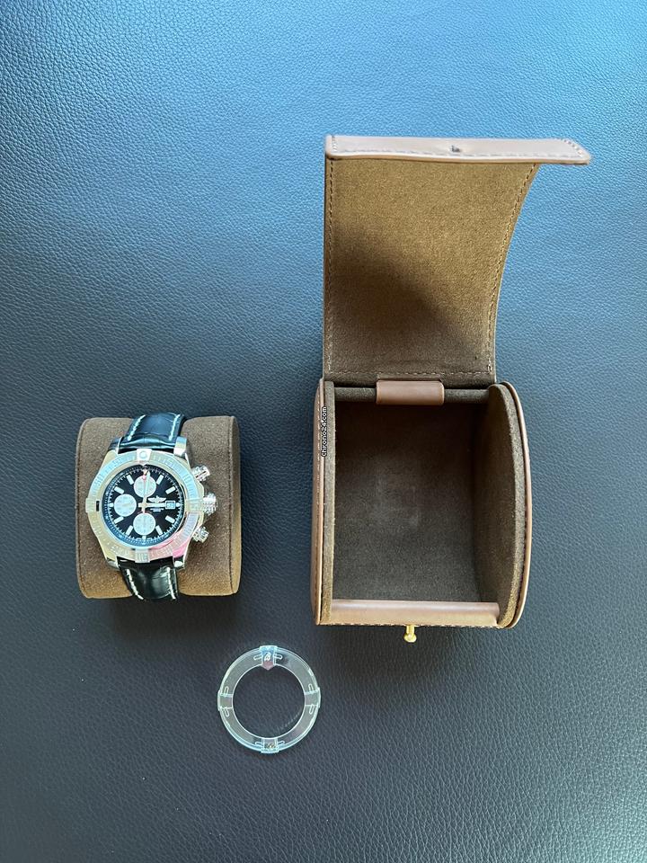 Breitling Super Avenger IINEW & LUXURY - Volcano Black ALLIGATOR strap & folding clasp