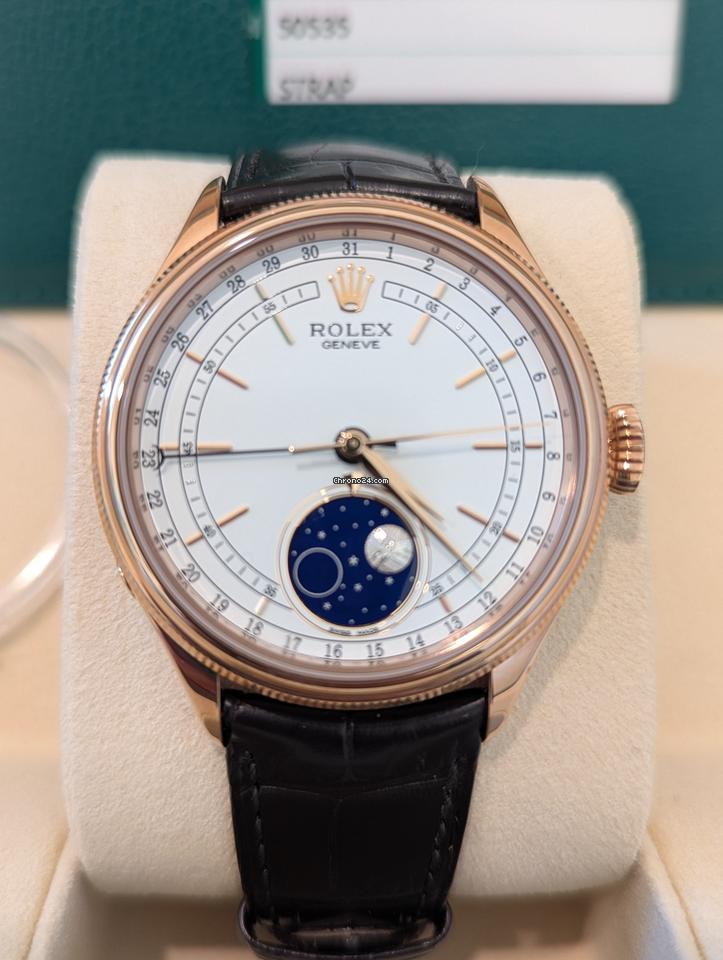 Rolex | Cellini | 50535 | Red gold | 39 mm | Leather | White | Automatic