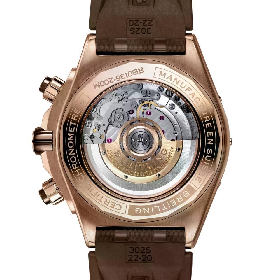 Breitling Chronomat Super Chronomat B01 44mm 18k Red Gold Brown Dial RB0136 E31 Q1 S1 1/4th second chronograph 30-minute and 12-hour totalizers