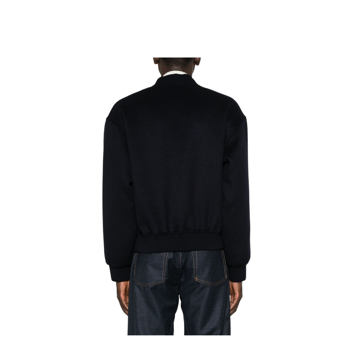 Black Ribbed Hem and Cuffs Zip Fastening Jacket
