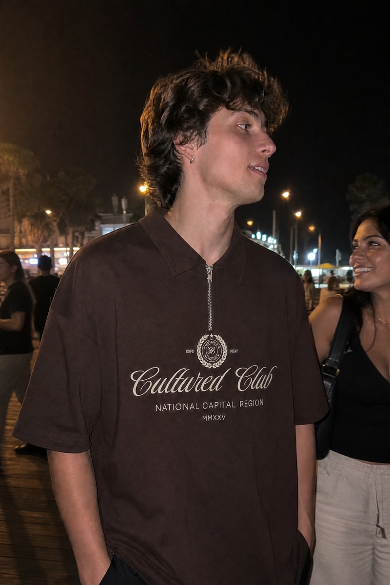 Myugen Cultured Club Brown Quarter-Zip Tee Timeless Streetwear Exclusive