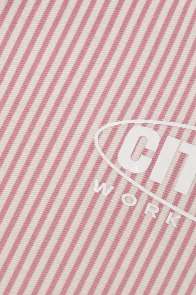 City Off Domes Work Hard Pink Stripe Shirt