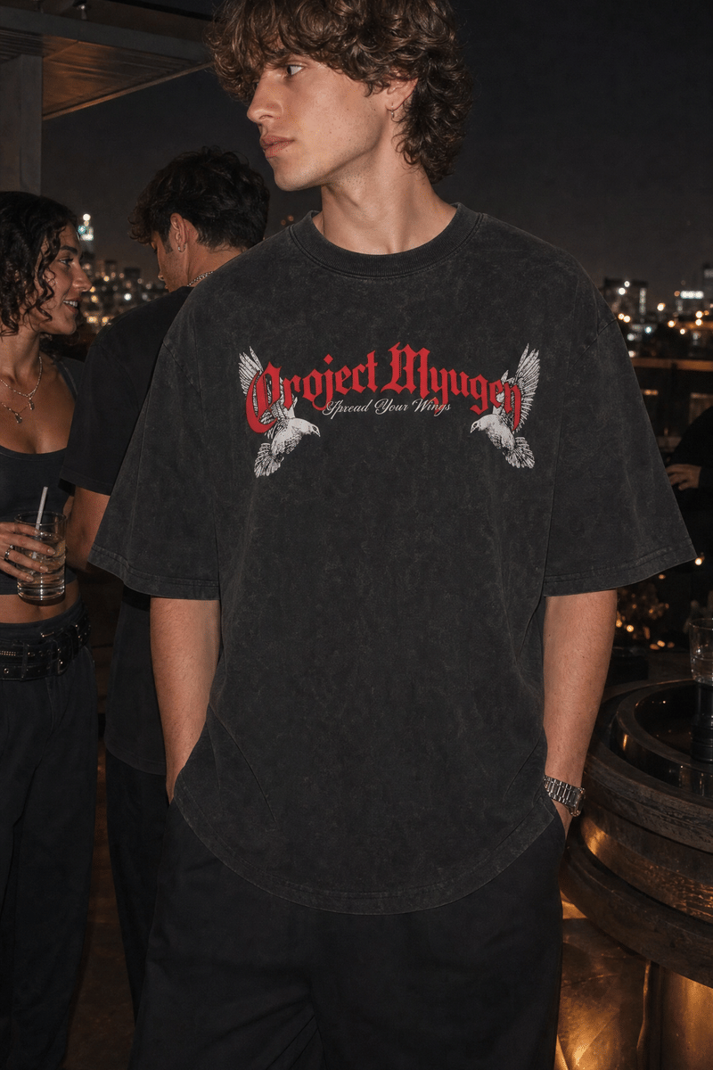 Myugen Into The Infinite Acid Wash Oversized T-Shirt Black