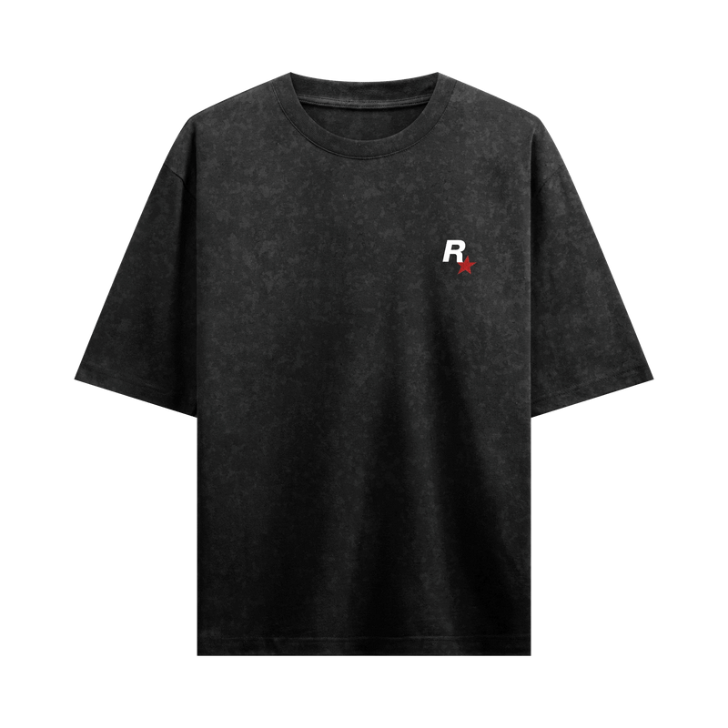 Myugen Wild West Acid Wash Oversized T-Shirt Black