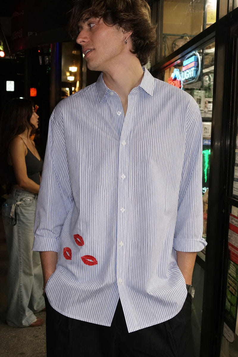 City Off Domes Love Language Blue Stripe Shirt