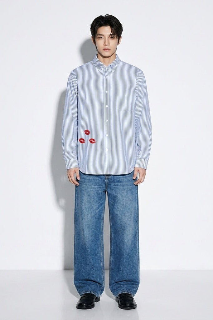 City Off Domes Love Language Blue Stripe Shirt