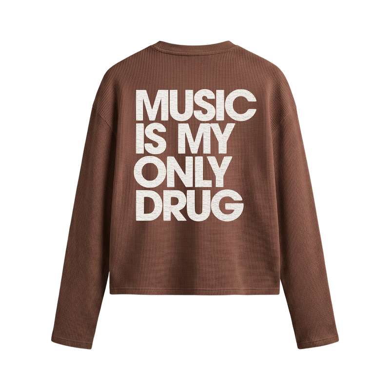 City off domes Music is my only drug Waffle T-shirt Brown