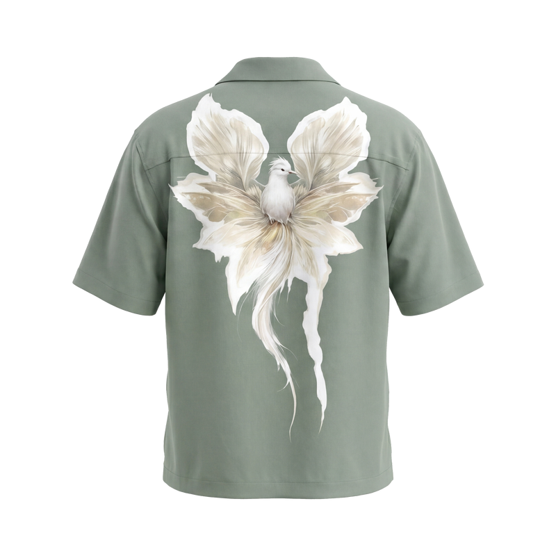 Off Supply Angelic Sage Green Bowling Shirt