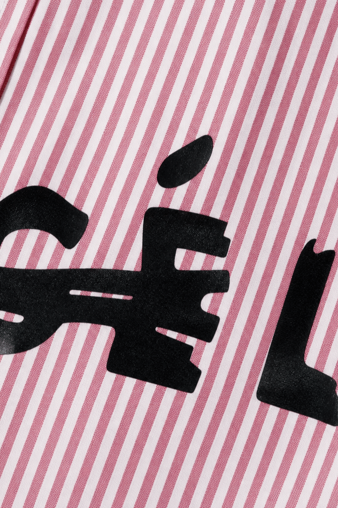 Off Supply Line Up Pink Striped Shirt