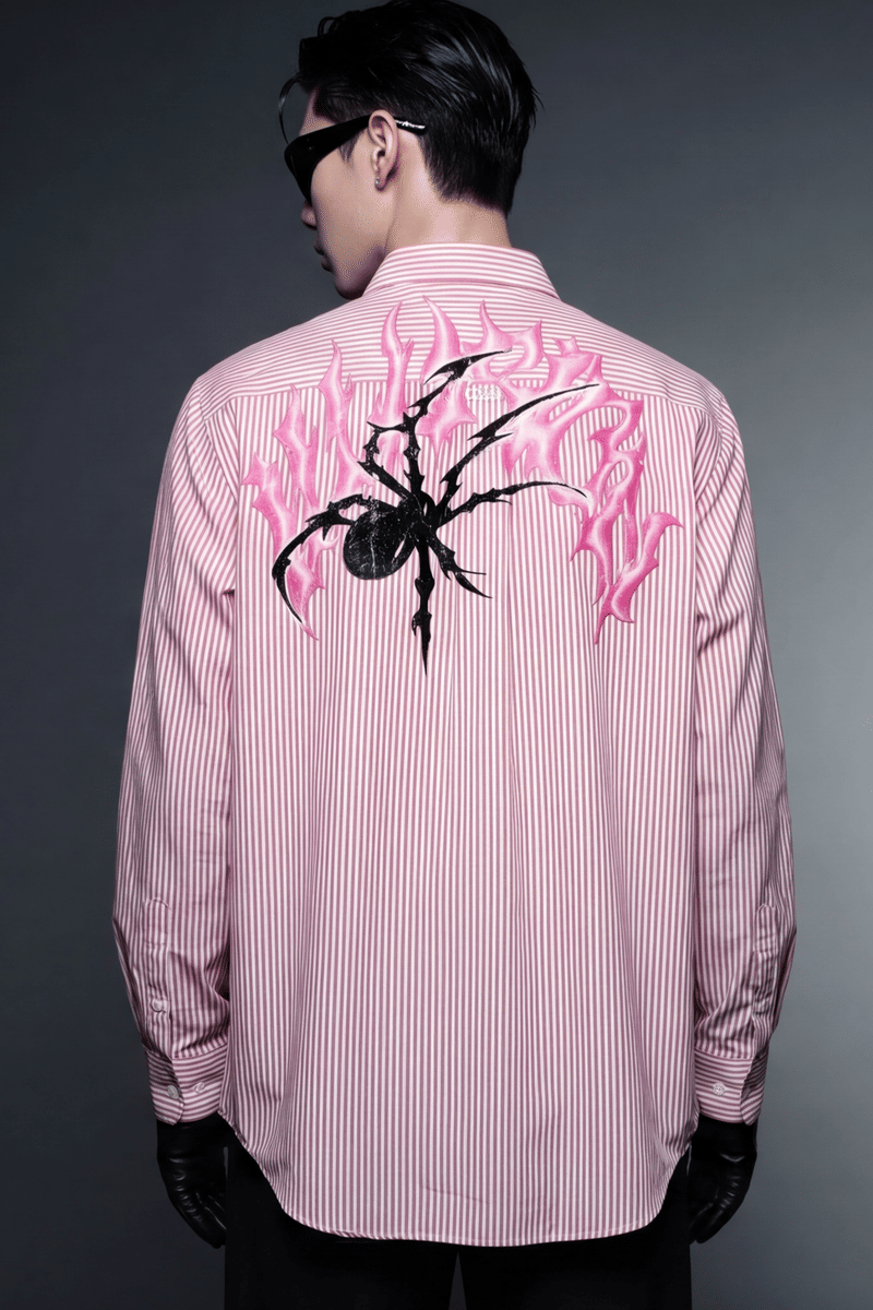 Off Supply Line Up Pink Striped Shirt