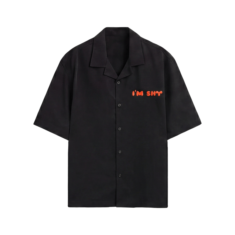 Off Supply Shy Bunny Black Bowling Shirt