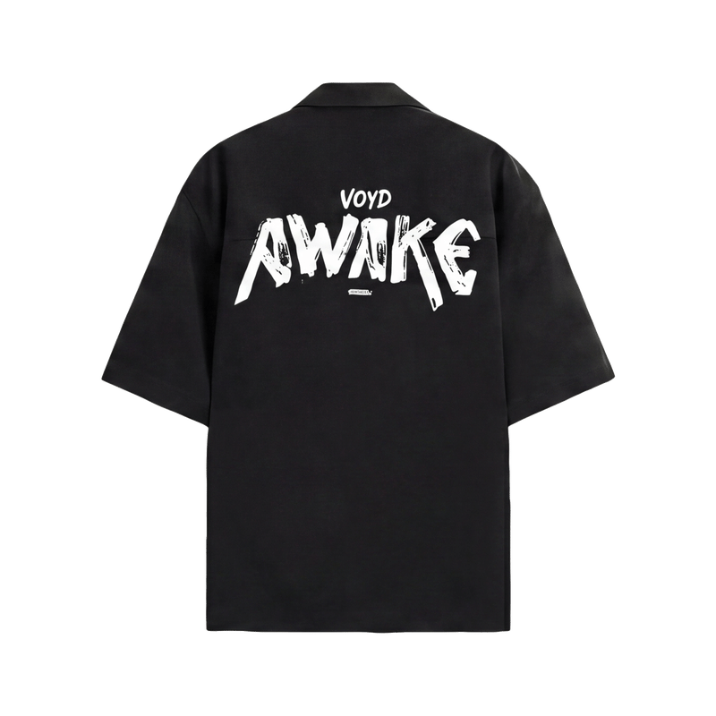 Voyd The Awake Pattern Black Bowling Shirt