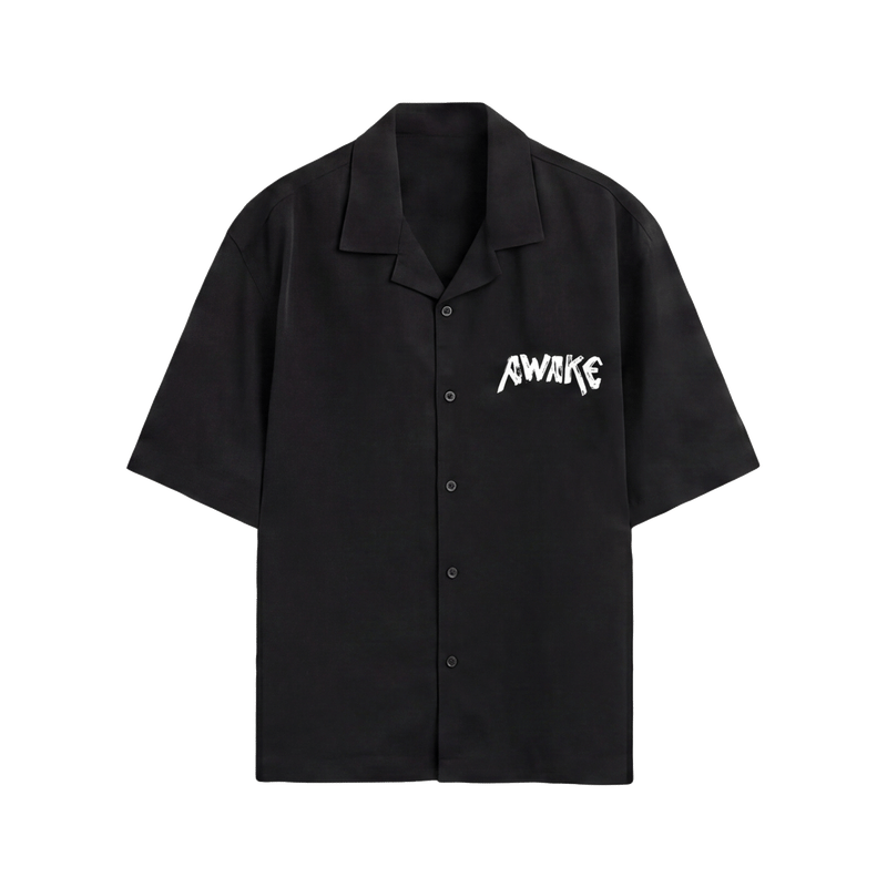 Voyd The Awake Pattern Black Bowling Shirt