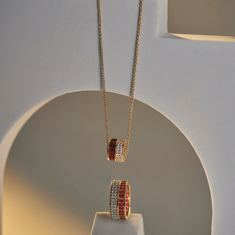 Drum Ruby Lab Grown Diamond Band 9KT