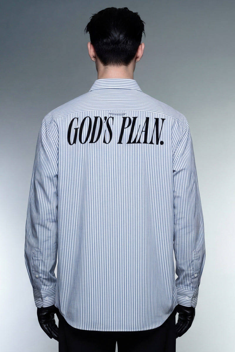 Forfksake God's Plan Blue Striped Shirt