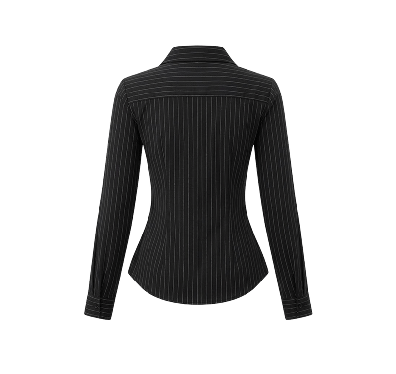 Elara Voss Classic Black Pinstripe Shirt