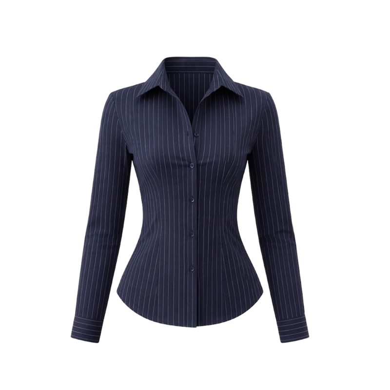 Elara Voss Classic Midnight Pinstripe Shirt