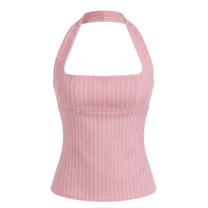Elara Voss Structured Pinstripe Blush Top