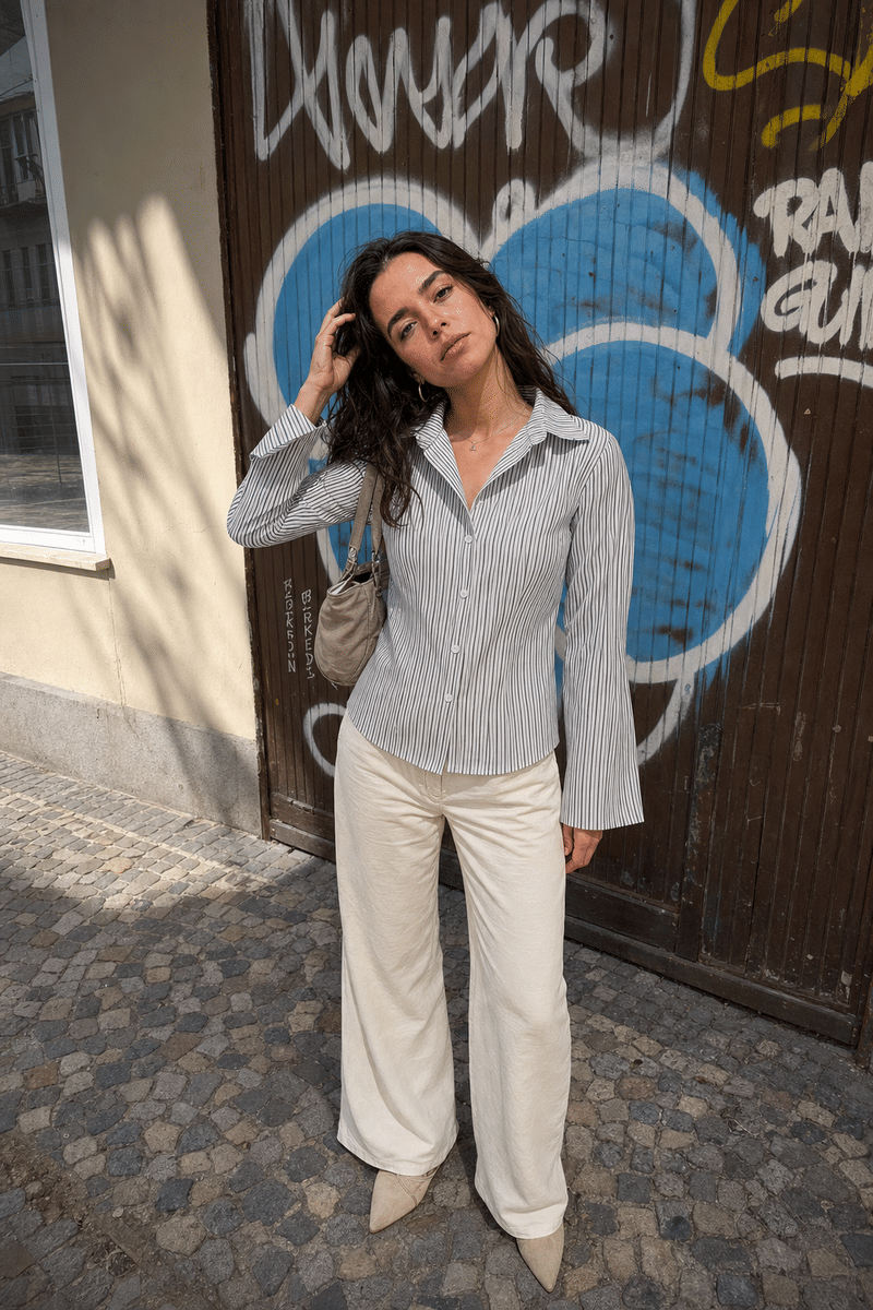 Elara Voss Tailored Gray Stripe
