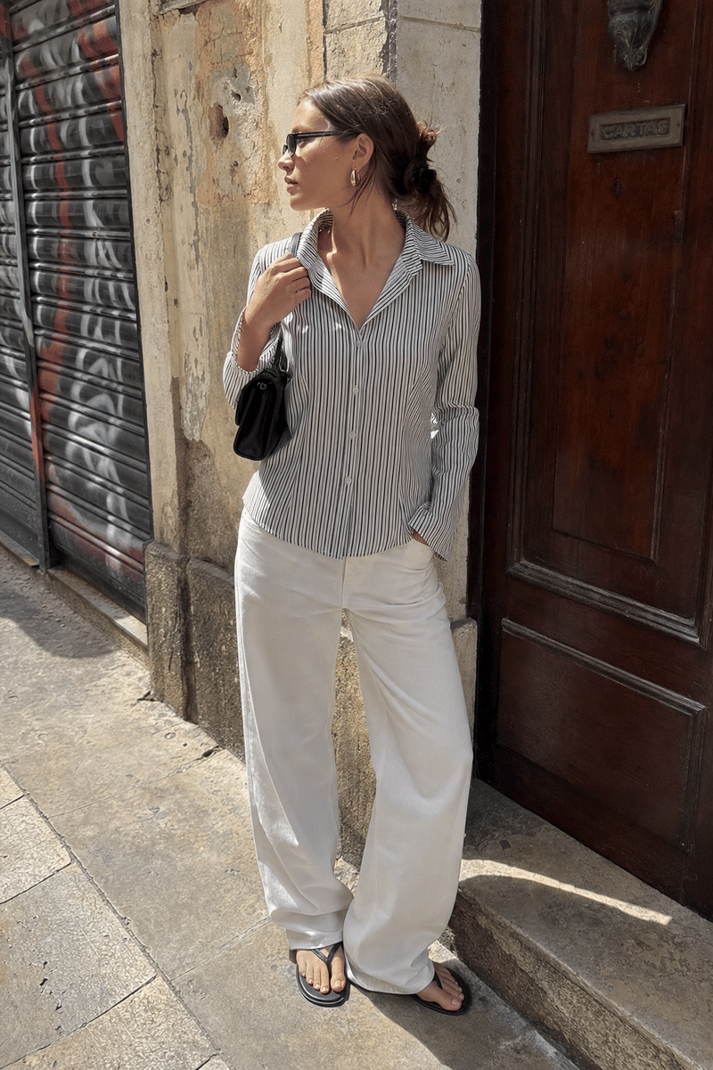 Elara Voss Tailored Gray Stripe