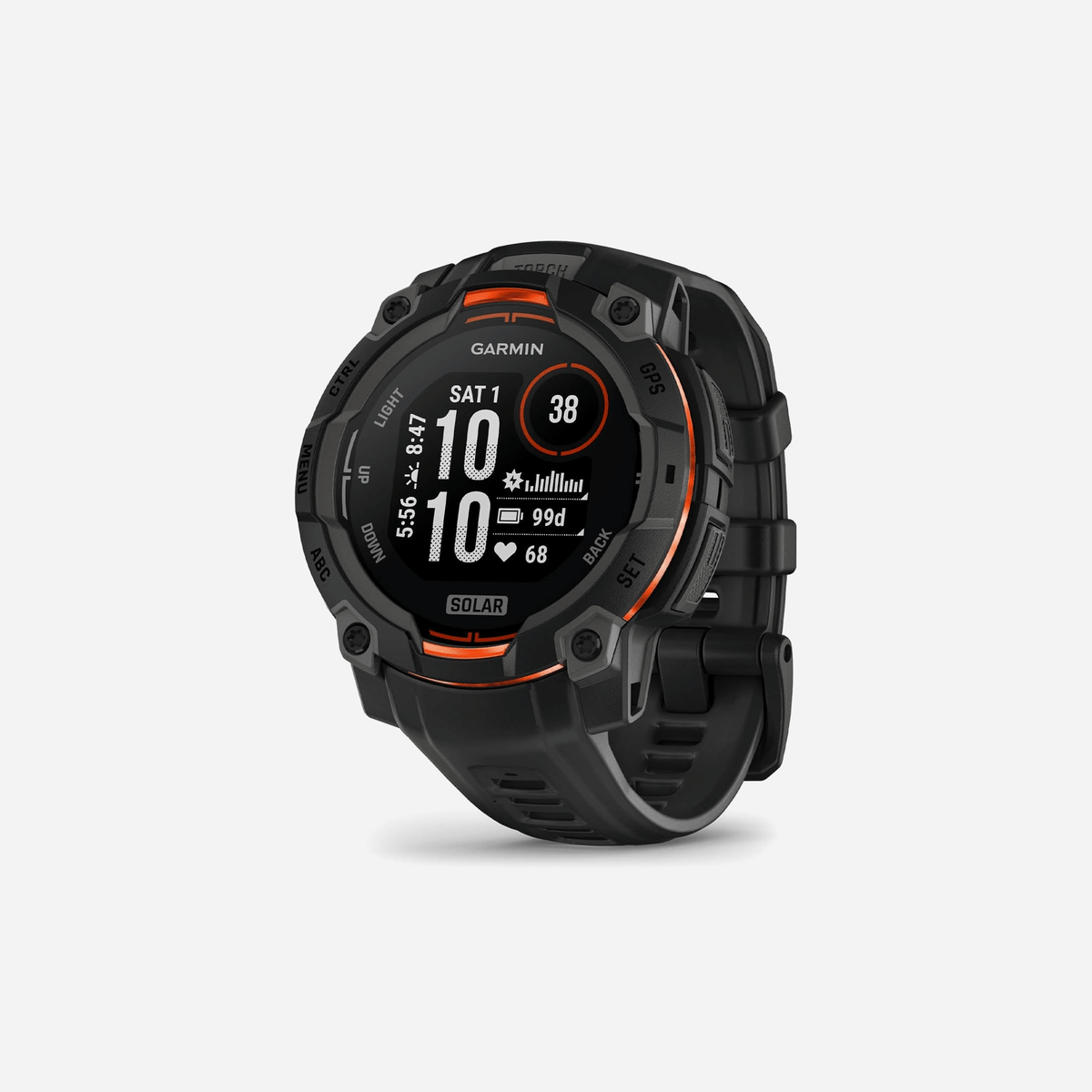 Garmin Instinct 3 - 45mm, Solar Charged Display, Rugged Outdoor GPS Smartwatch, Metal-Reinforced Bezel, Built-in Flashlight, Black