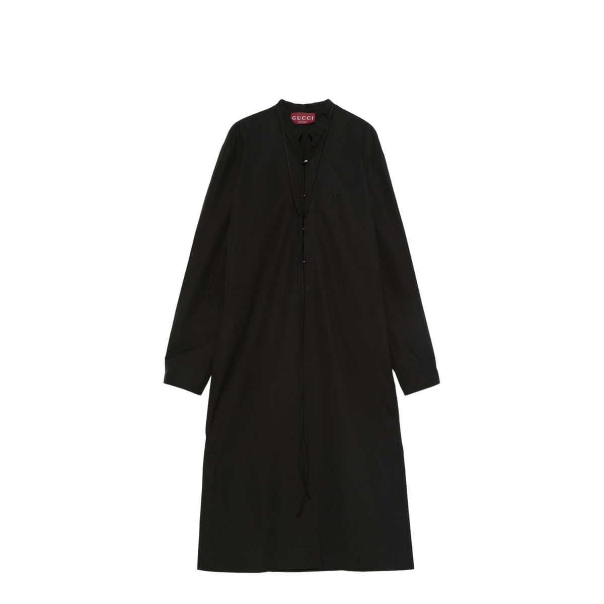 Cotton Poplin Dress with Belt in Black