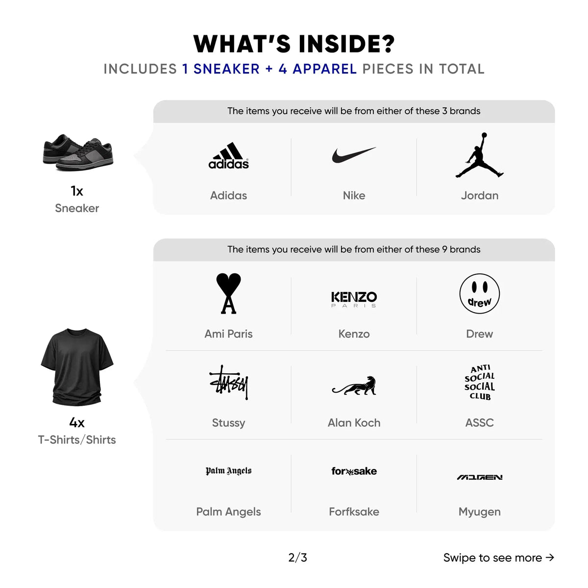 Mystery Box - Closest (Worth AED 1,100) (For Him) [1 Pair Sneakers + 4 Global Hype Apparel Inside]
