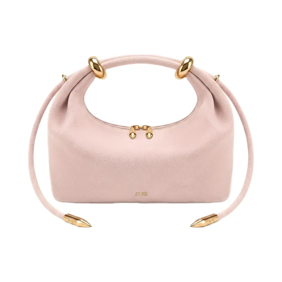 JW PEI Ellie Faux Suede Metal Ring Embellished Top Handle Bag Pink