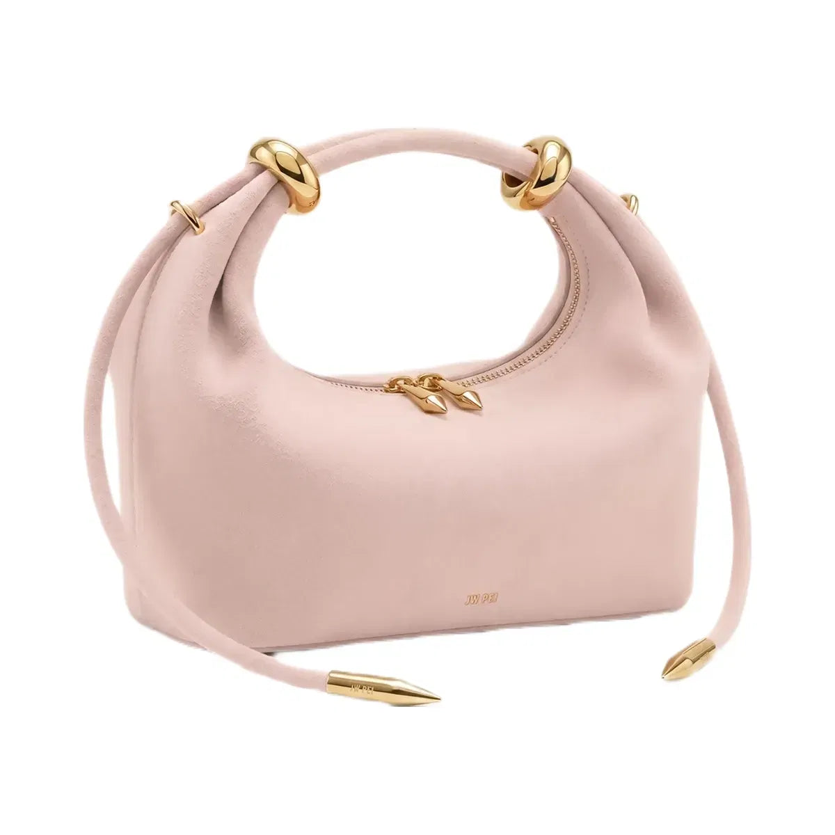 JW PEI Ellie Faux Suede Metal Ring Embellished Top Handle Bag Pink