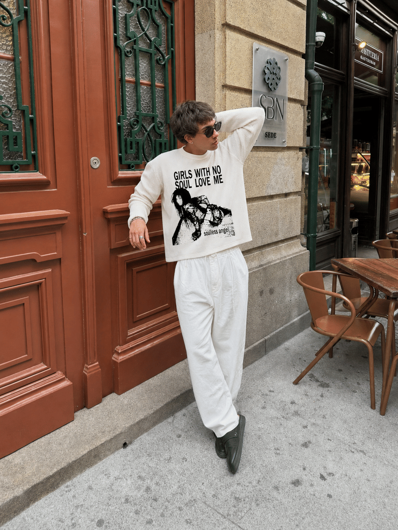 No Soul Muse Be Autyst Off White Waffle T-shirt