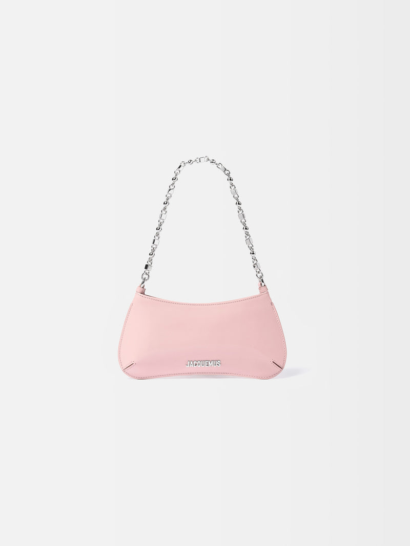 Jacquemus The Small Bisou Chaine Small Structured Bag In Glazed Leather Pale Pink
