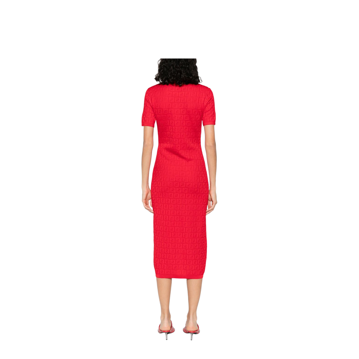 Fitted Midi Dress Red