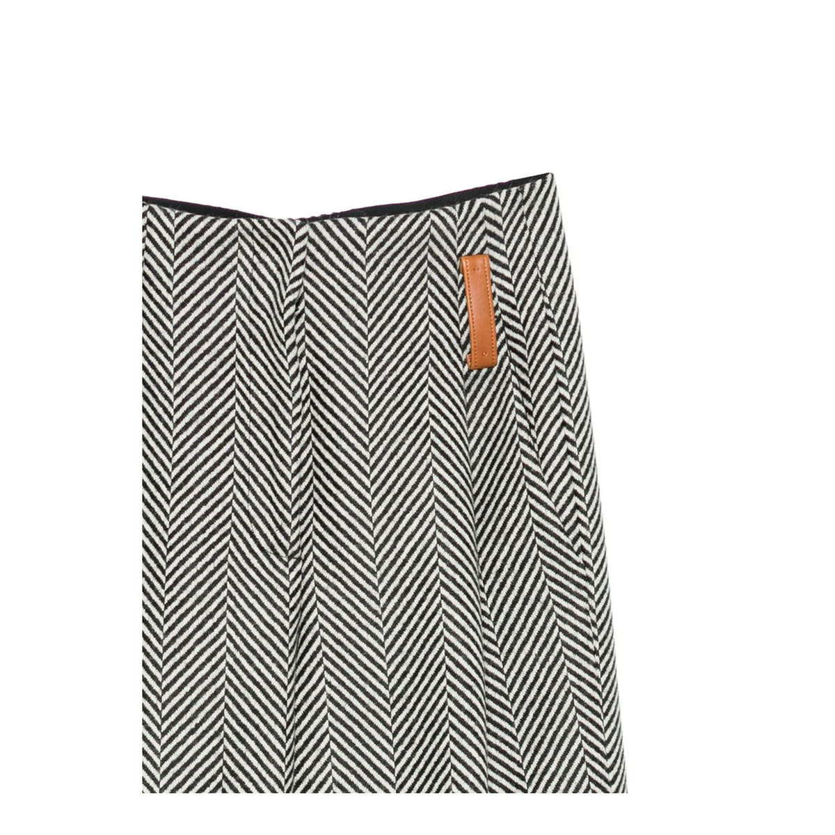 High-Rise Trousers in Wool with Chevron Patterning