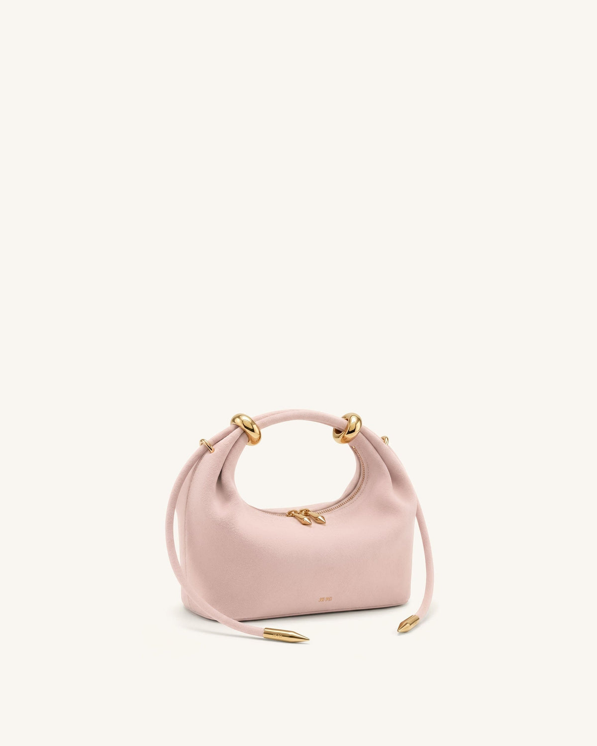 JW PEI Ellie Faux Suede Metal Ring Embellished Top Handle Bag Pink