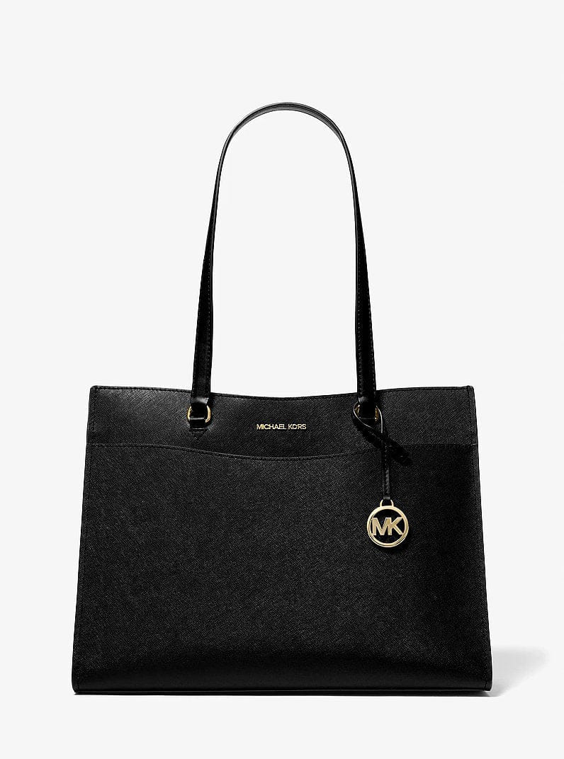 Michael Kors Jet Set Travel Large Saffiano Leather Pocket Tote Bag Black