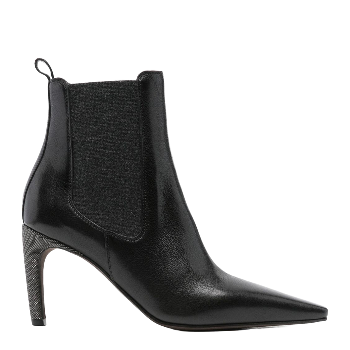Leather Boots with Monili Detail on the Heel