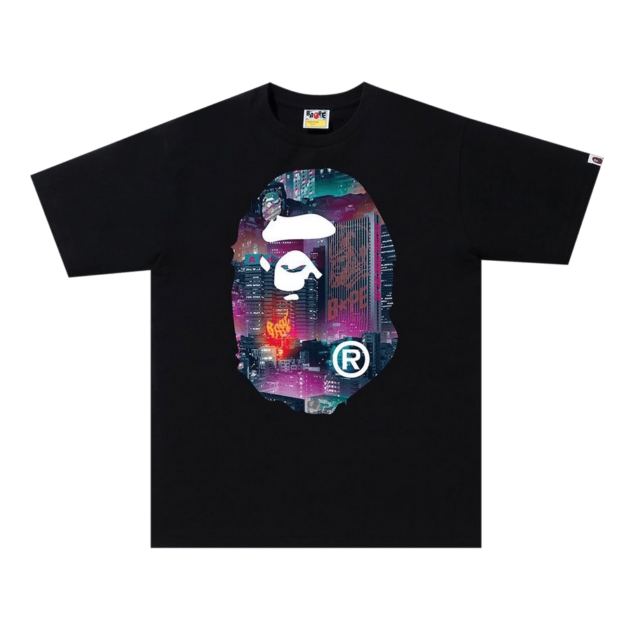 BAPE Neon Tokyo Big Ape Head T-Shirt Black