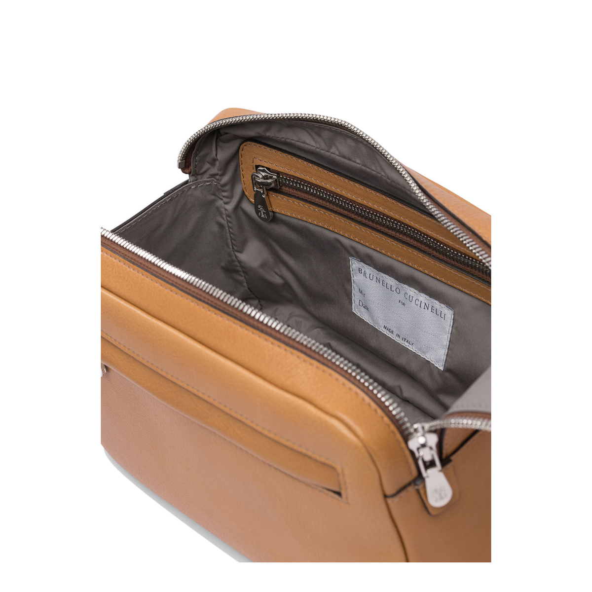 Beauty Case with Double Zipper in Natural