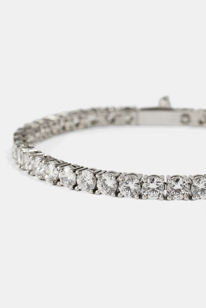 Round Cut Tennis Bracelet in White Gold - 5mm