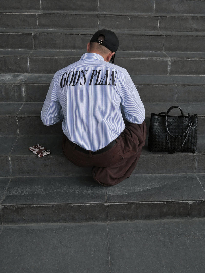 Forfksake God's Plan Blue Striped Shirt